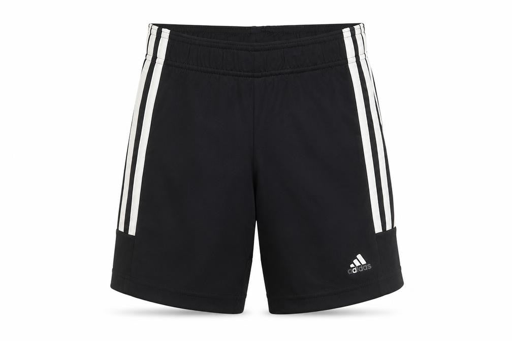 Front view of Adidas boys’ black athletic shorts 7-8 years gym training
