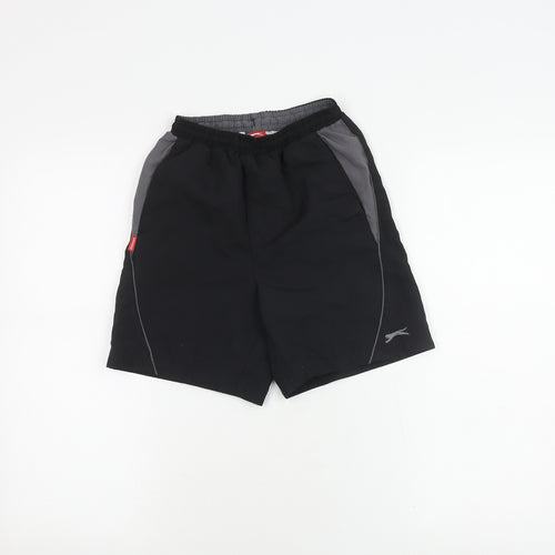 Slazenger Boys Black Athletic Shorts 7-8 Years Quick Dry