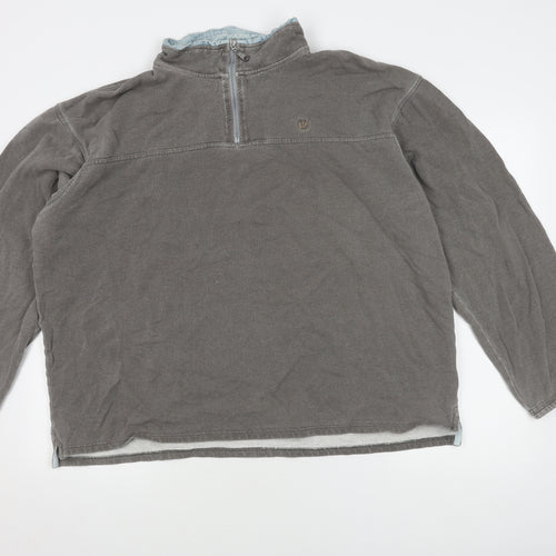 Fat Face Men's Grey XL Cotton 1/2 Zip Jumper