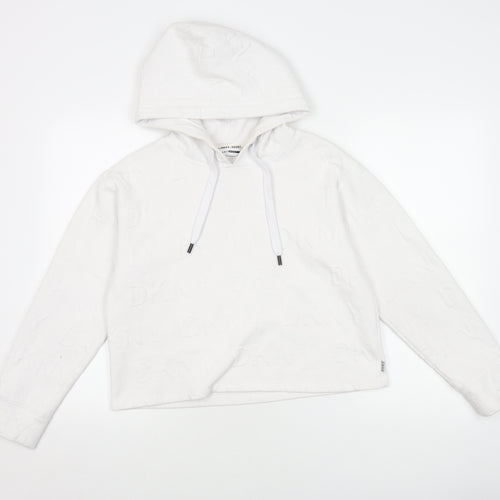 DKNY Women's White Pullover Hoodie, Small, Logo Print