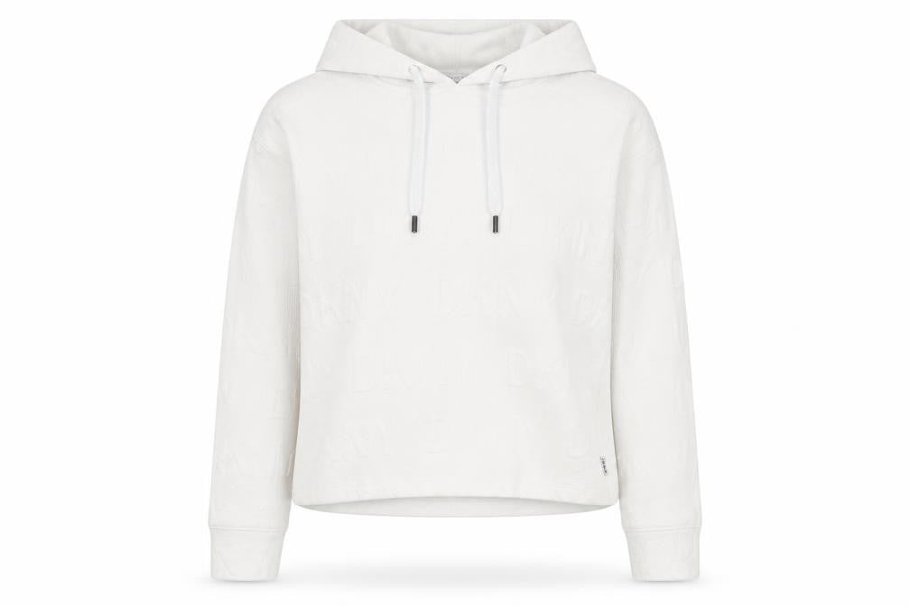 DKNY Women's White Pullover Hoodie, Small, Logo Print