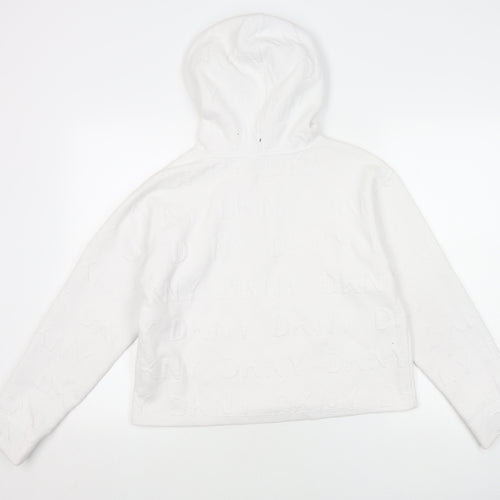 DKNY Women's White Pullover Hoodie, Small, Logo Print