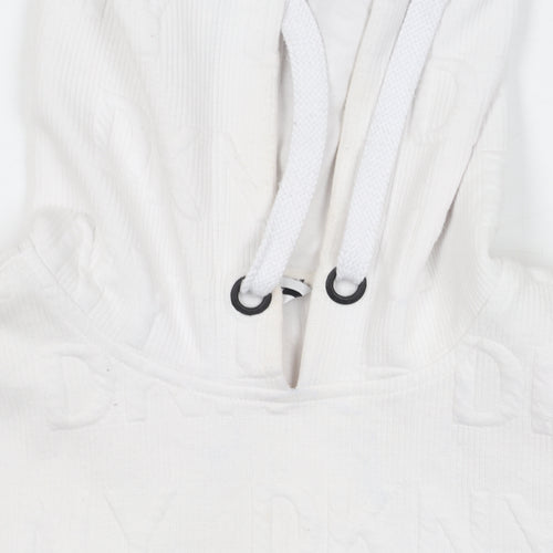 DKNY Women's White Pullover Hoodie, Small, Logo Print
