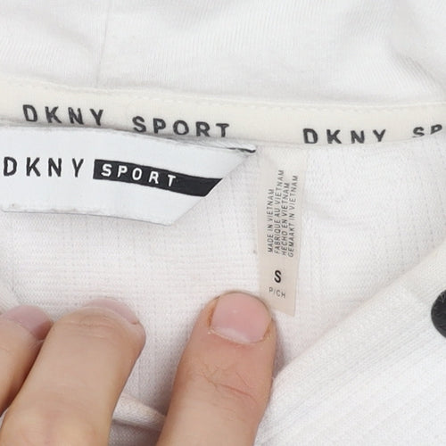 DKNY Women's White Pullover Hoodie, Small, Logo Print