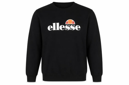 Front view of Ellesse Black unisex sweatshirt, size 12, pullover logo