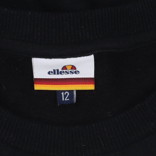 Ellesse Black Unisex Sweatshirt Size 12 Pullover Logo