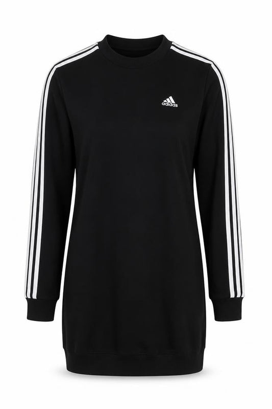 Front view of Adidas Black Logo Long Sleeve Dress XS