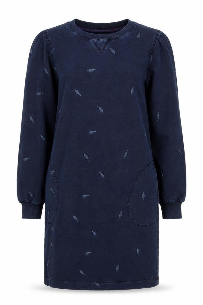 Front view of White Stuff Women's Blue Shift Dress, size 8, Pockets