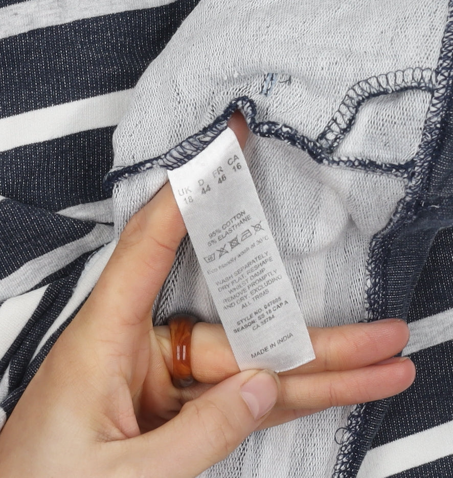 dash Women's Striped Henley Sweatshirt, Size 18, Multicoloured