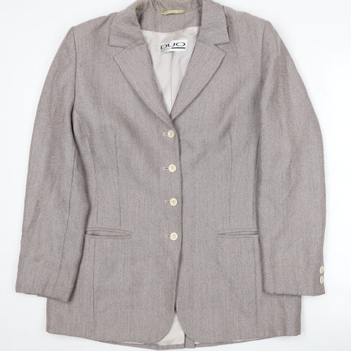 DUO Women's Grey Wool Blazer Size 14