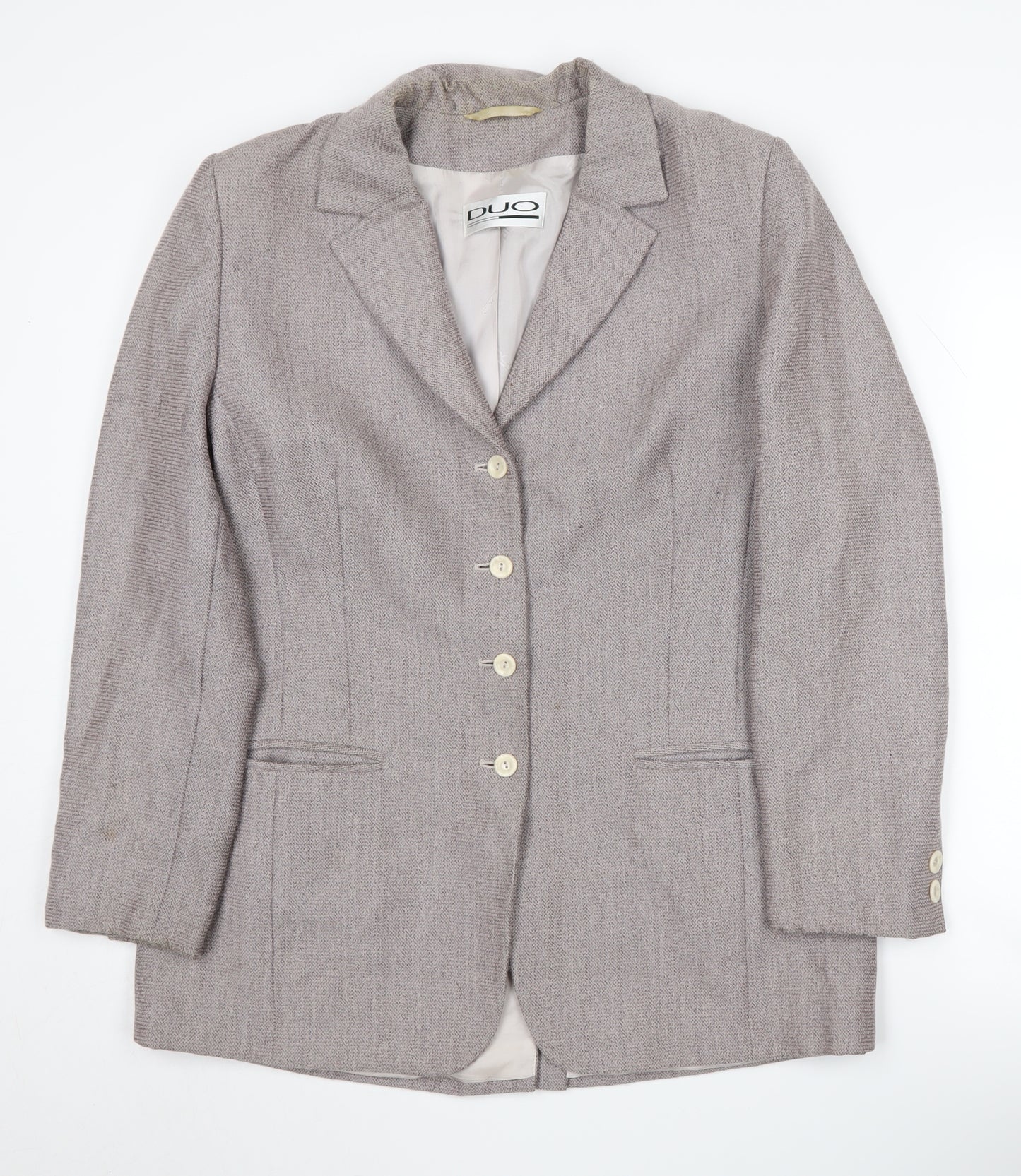 DUO Women's Grey Wool Blazer Size 14