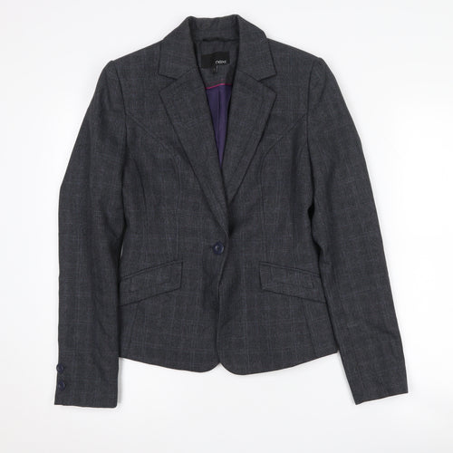 Next Women's Grey Check Blazer Size 8 Single-Breasted