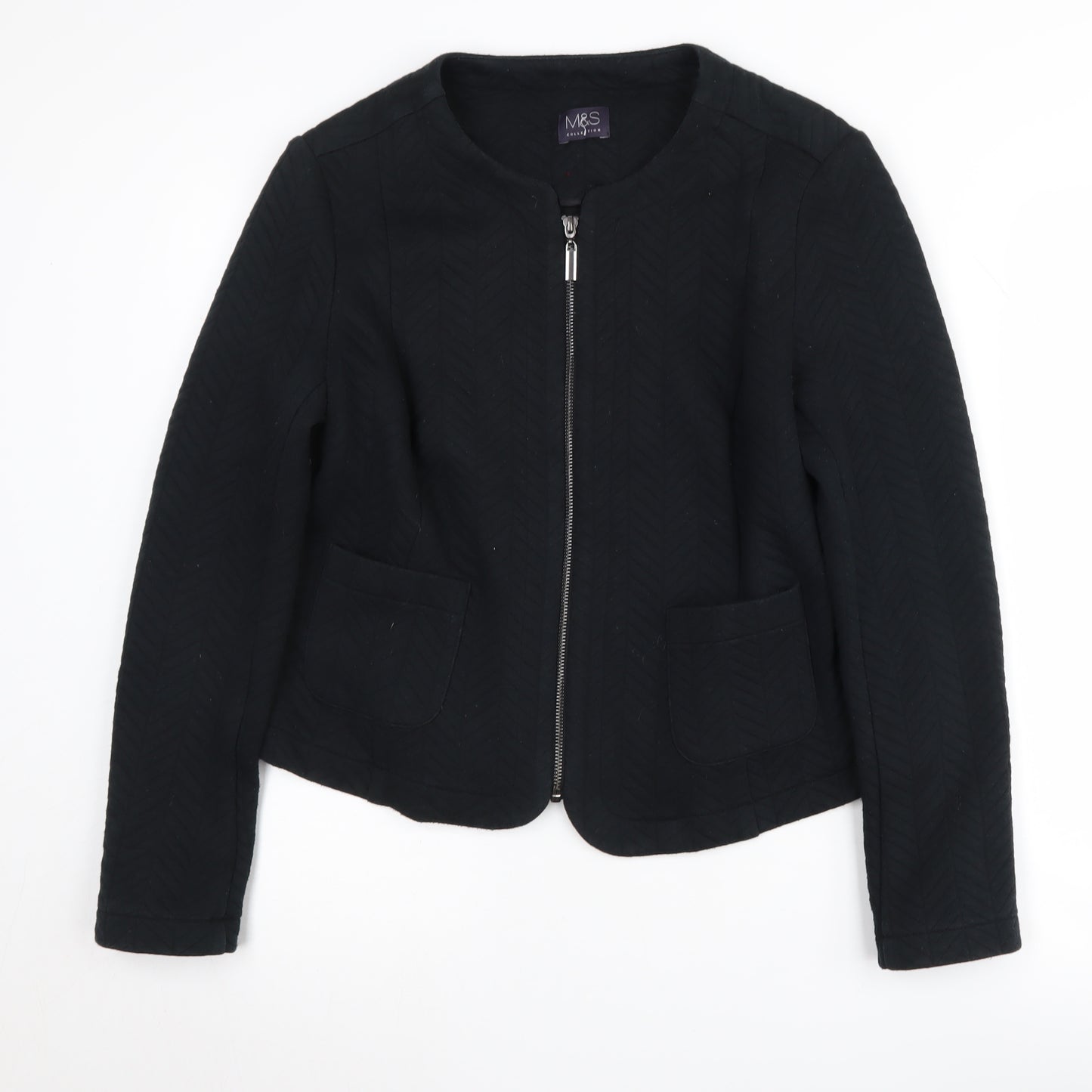 Marks and Spencer Women's Black Zip Jacket Size 14
