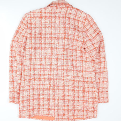 Stradivarius Women's Pink Bouclé Plaid Blazer, L
