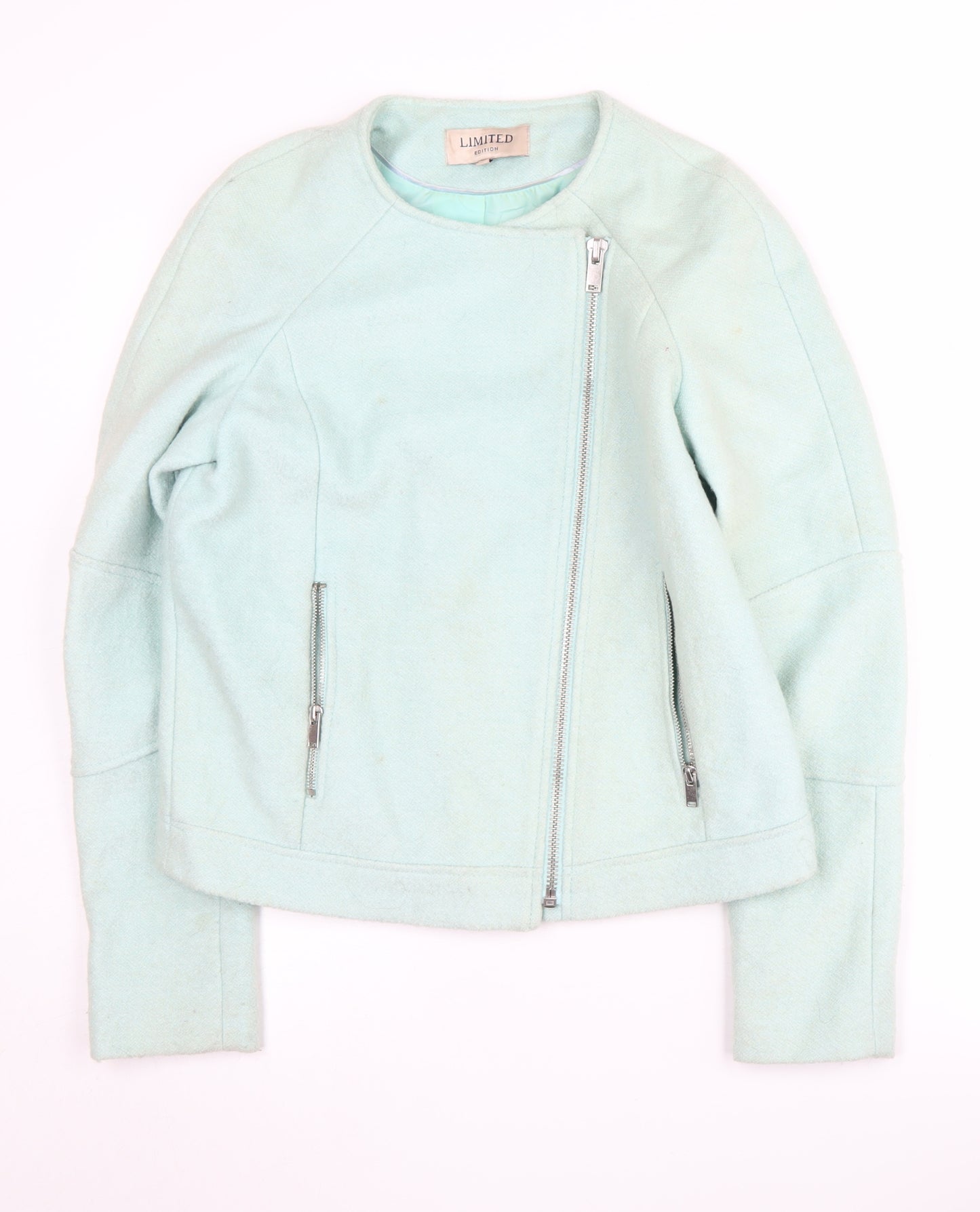Marks and Spencer Women's Blue Biker Jacket Size 8
