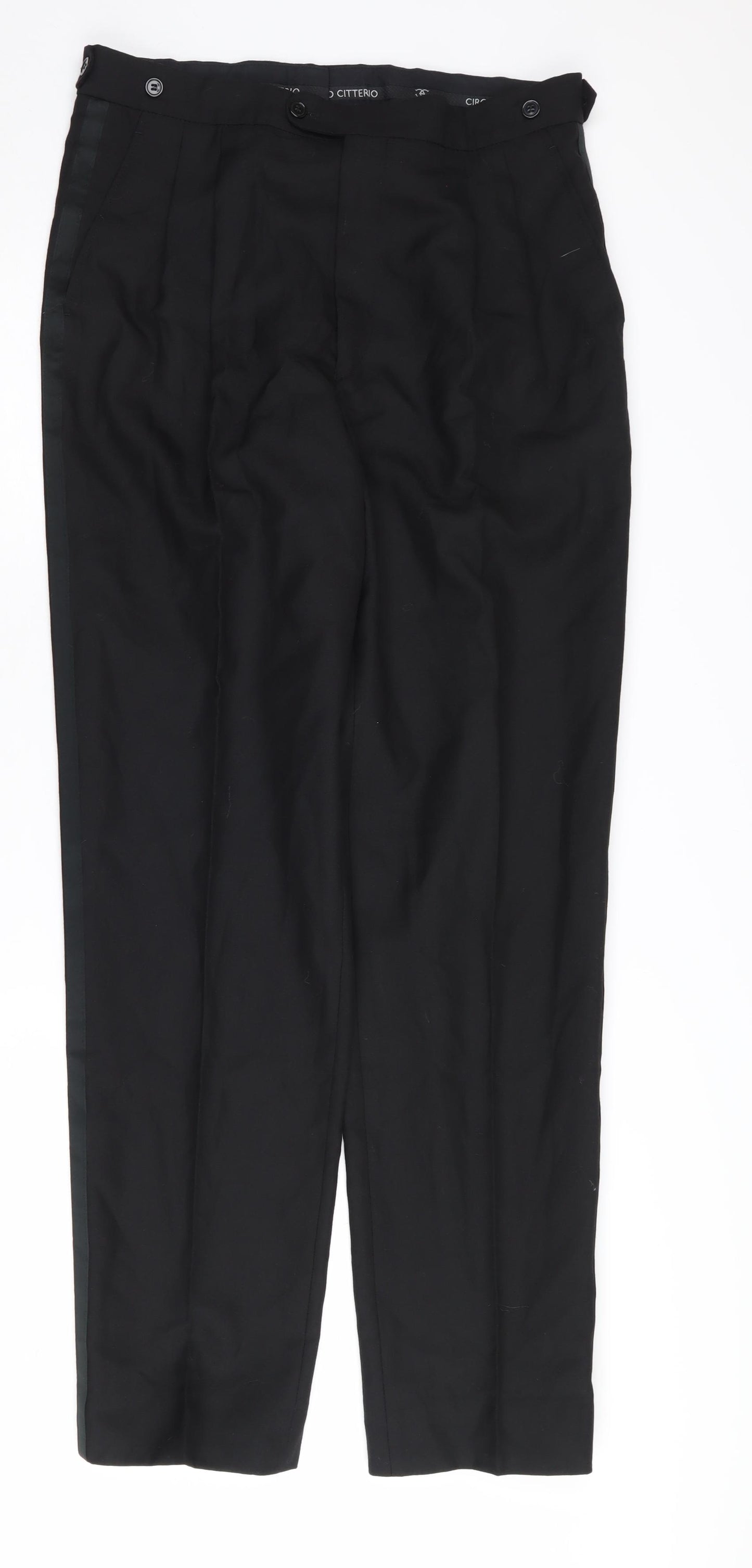 Ciro Citterio Men's Black Straight Leg Trousers 34L