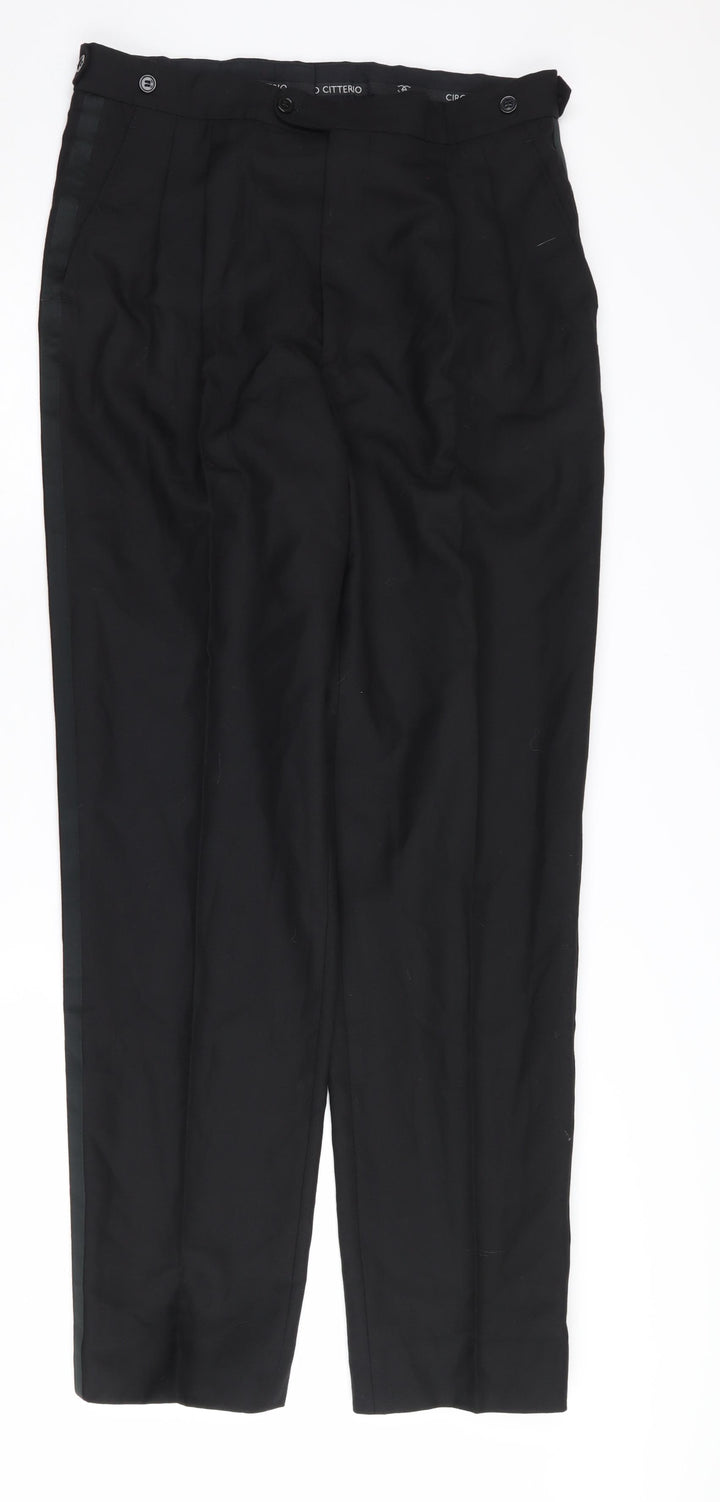 Ciro Citterio Men's Black Straight Leg Trousers 34L