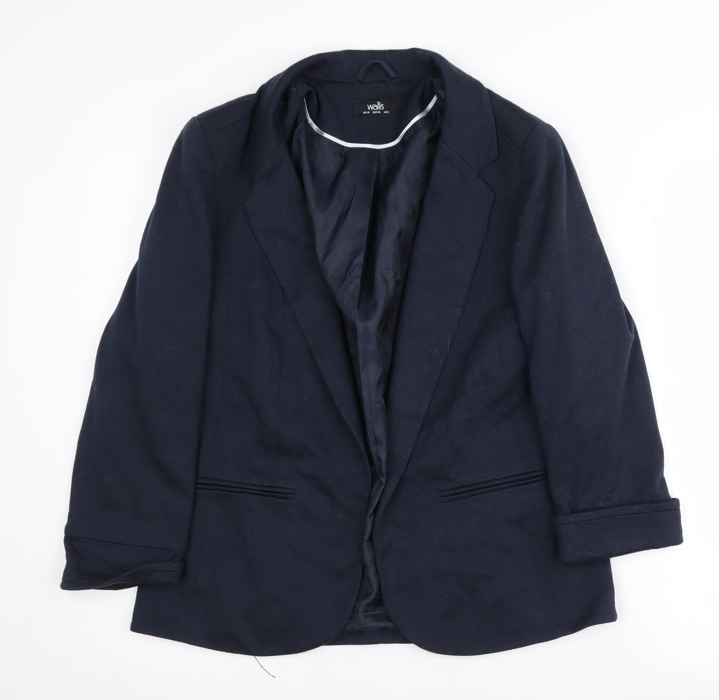 Wallis Women's Blue Blazer, Size 10, Lined Notch Lapel