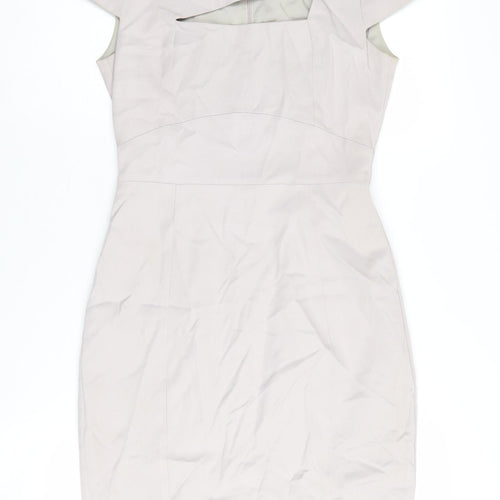 Reiss Women Beige Sheath Dress UK 6, Cutout Detail, Elegant