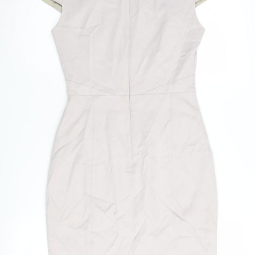 Reiss Women Beige Sheath Dress UK 6, Cutout Detail, Elegant