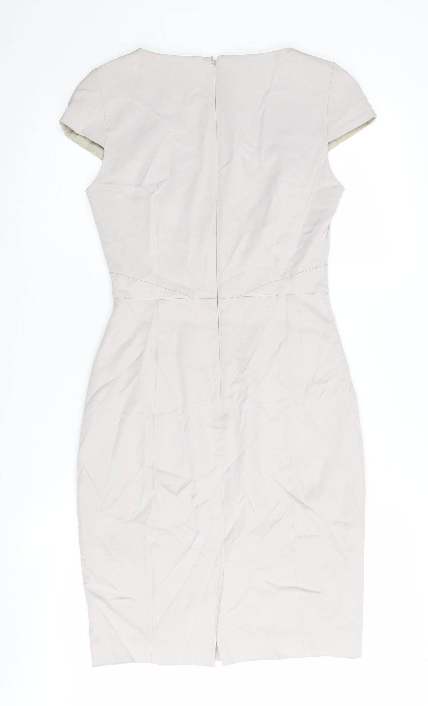 Reiss Women Beige Sheath Dress UK 6, Cutout Detail, Elegant