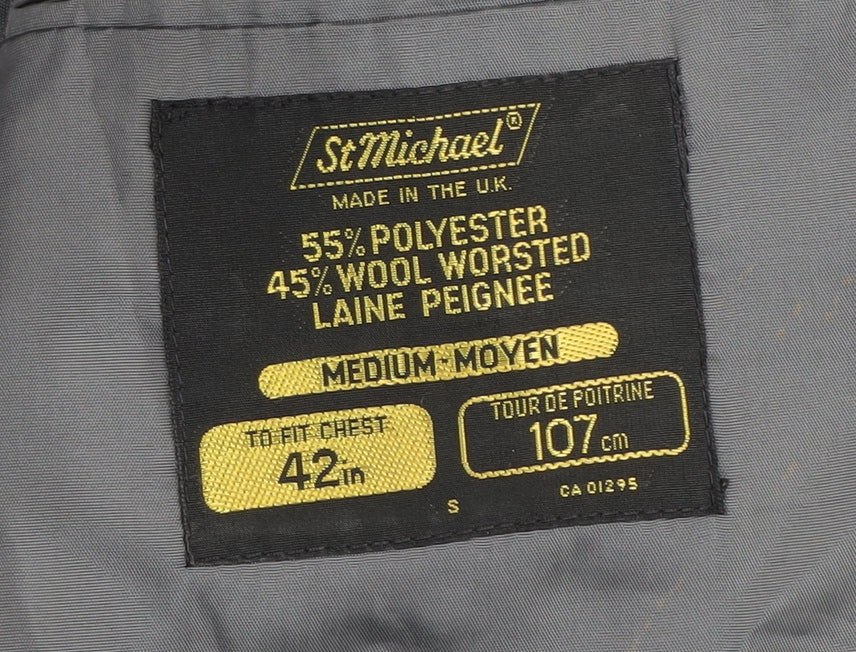 St Michael Men's Grey Single-Breasted Blazer 42R