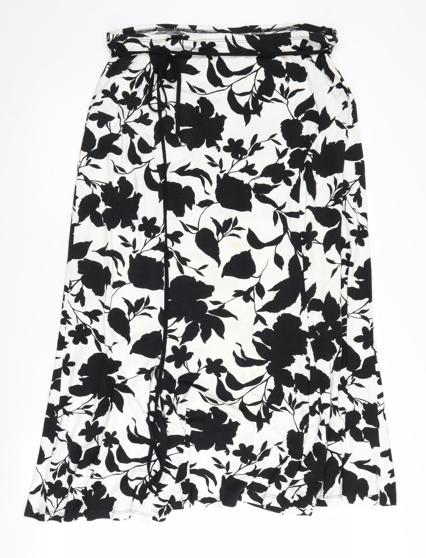 M&Co Women’s Black & White Floral Midi Skirt - Size 20