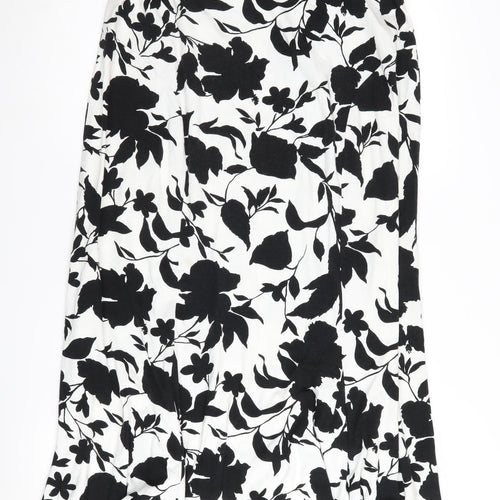 M&Co Women’s Black & White Floral Midi Skirt - Size 20