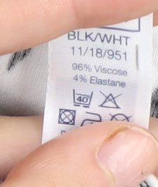 M&Co Women’s Black & White Floral Midi Skirt - Size 20