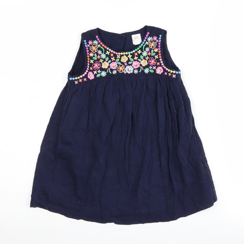 Gap Girls Blue Embroidered Dress, Size 2 Years