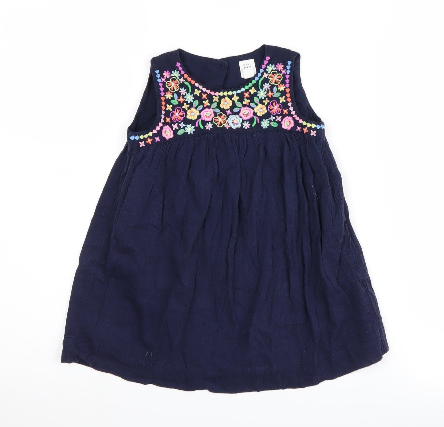 Gap Girls Blue Embroidered Dress, Size 2 Years