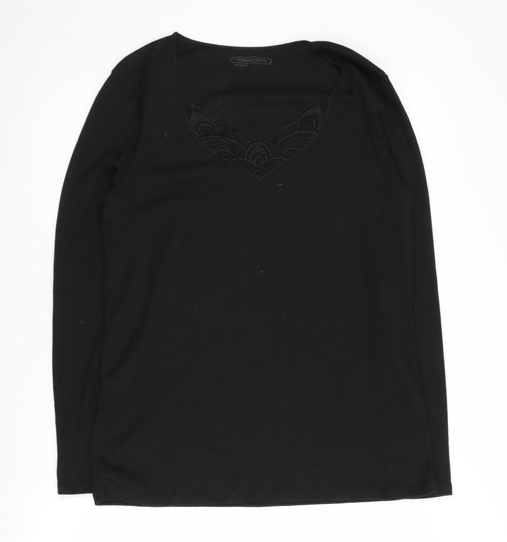 Damart Women's Black XL V-Neck Pullover Jumper