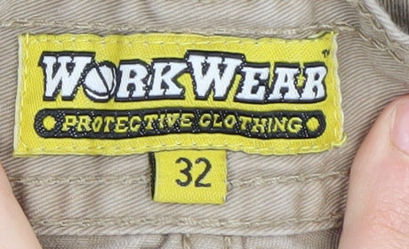 WorkWear Men's Beige Cargo Shorts - Size 32 Casual