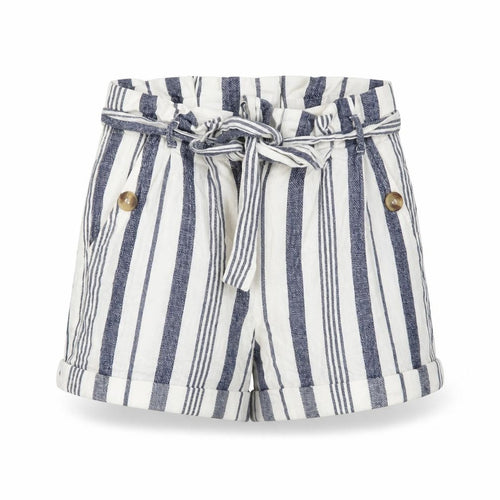 Topshop Women's Blue Striped Paperbag Shorts, Size 6