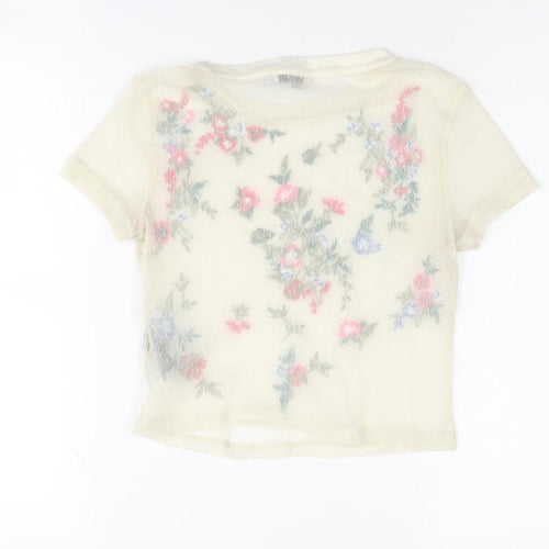 Light Before Dark Women's Ivory Cropped Floral Top XS