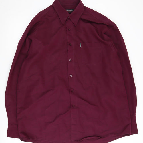 Pierre Cardin Men's Red Long Sleeve Button-Up Shirt L