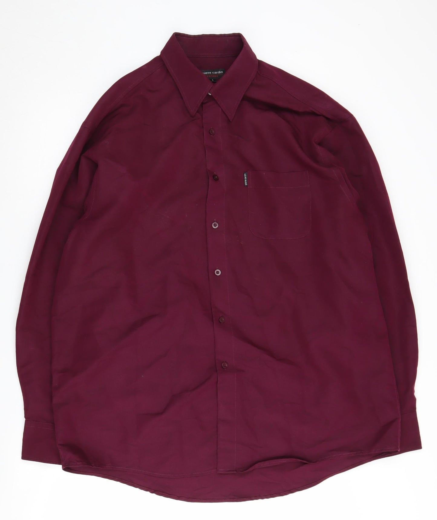 Pierre Cardin Men's Red Long Sleeve Button-Up Shirt L