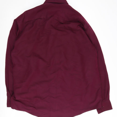 Pierre Cardin Men's Red Long Sleeve Button-Up Shirt L