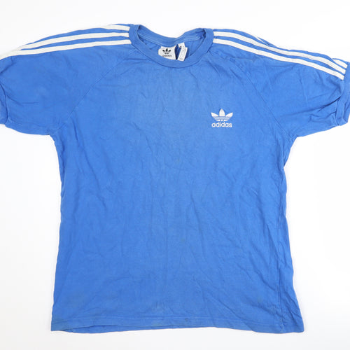 Adidas Men's Blue Sports T-Shirt L Iconic Logo Short Sleeve