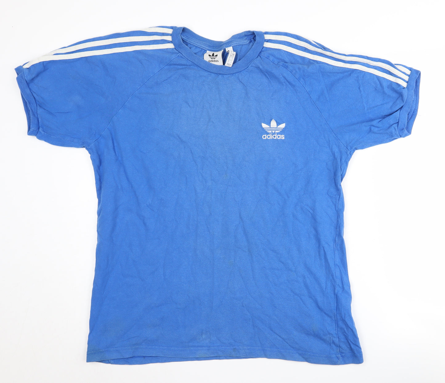 Adidas Men's Blue Sports T-Shirt L Iconic Logo Short Sleeve