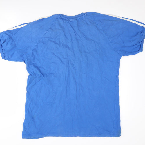 Adidas Men's Blue Sports T-Shirt L Iconic Logo Short Sleeve