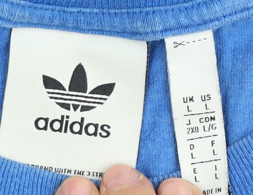 Adidas Men's Blue Sports T-Shirt L Iconic Logo Short Sleeve