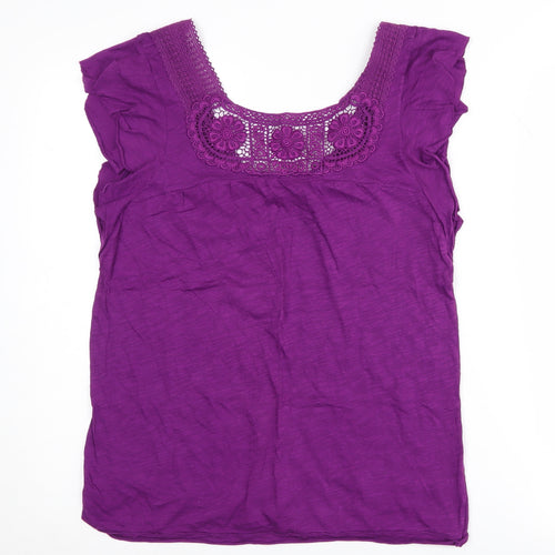 Kimchi Blue Women's Purple Crochet Accent Top - Size L