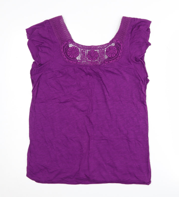 Kimchi Blue Women's Purple Crochet Accent Top - Size L