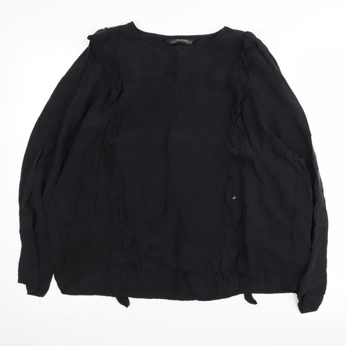 Zara Woman Black Ruffle Blouse for Women, Size M