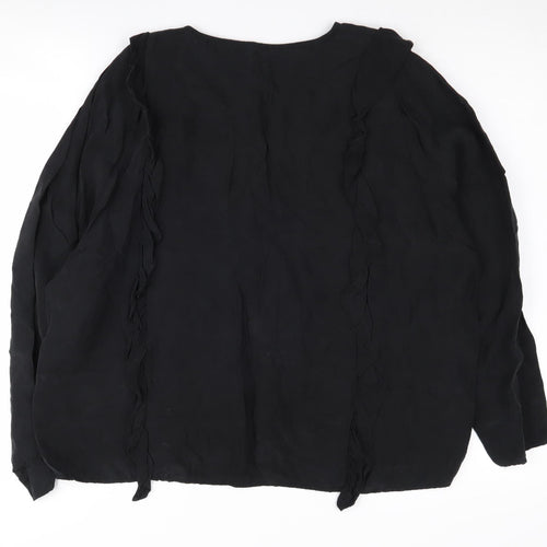 Zara Woman Black Ruffle Blouse for Women, Size M