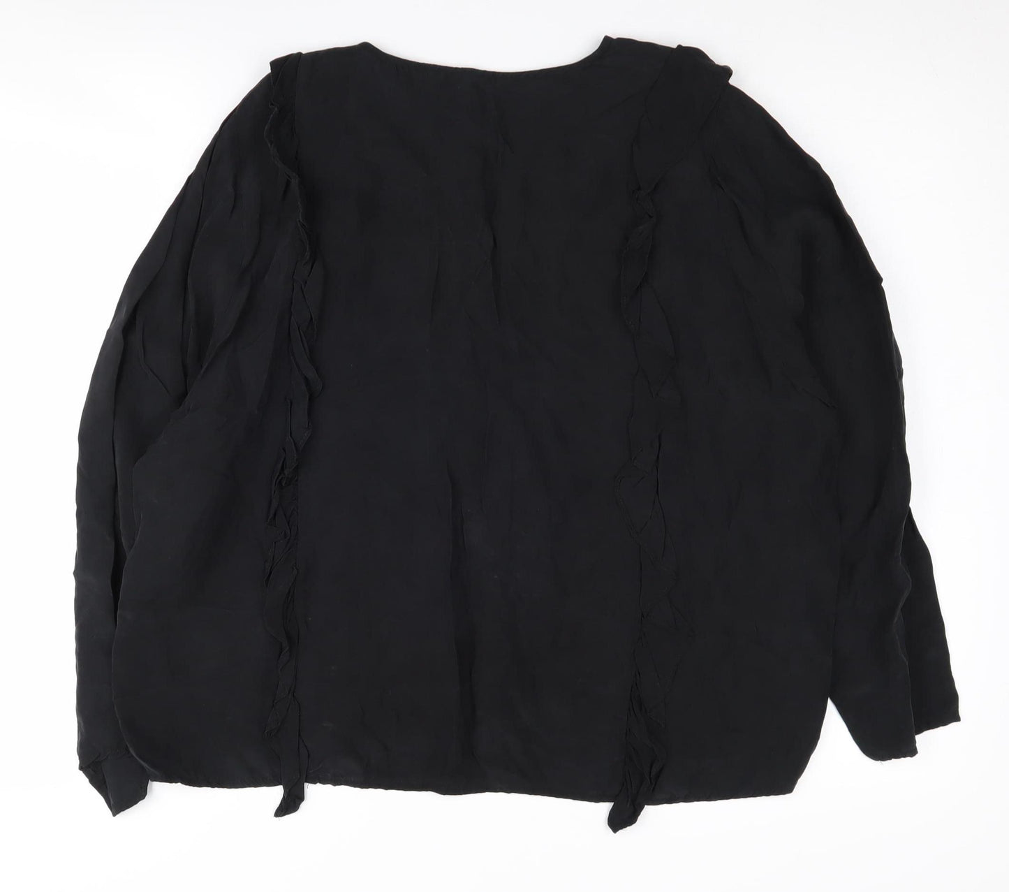 Zara Woman Black Ruffle Blouse for Women, Size M