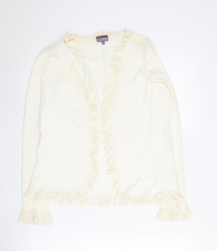 Spirit Women's Ivory Crochet Trim Cardigan Size 16