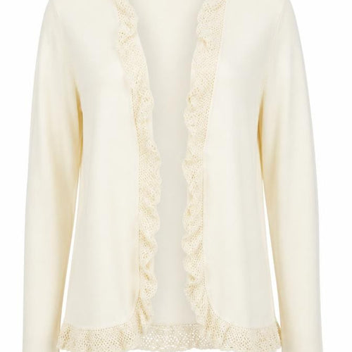 Spirit Women's Ivory Crochet Trim Cardigan Size 16