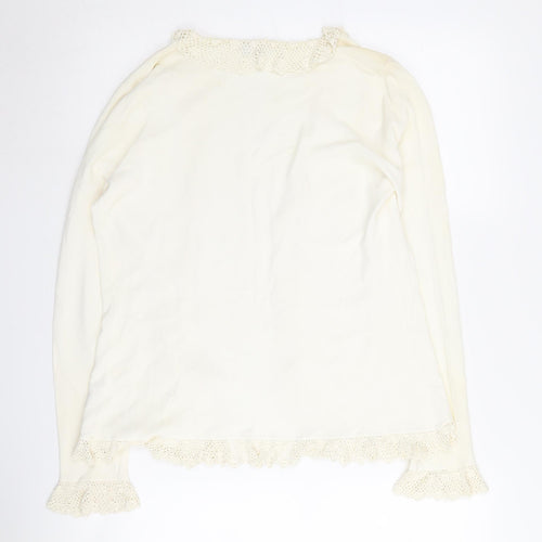 Spirit Women's Ivory Crochet Trim Cardigan Size 16